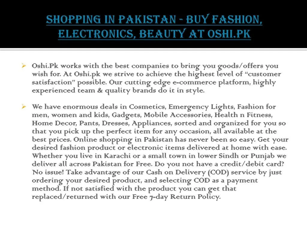 shopping in pakistan buy fashion electronics beauty at oshi pk