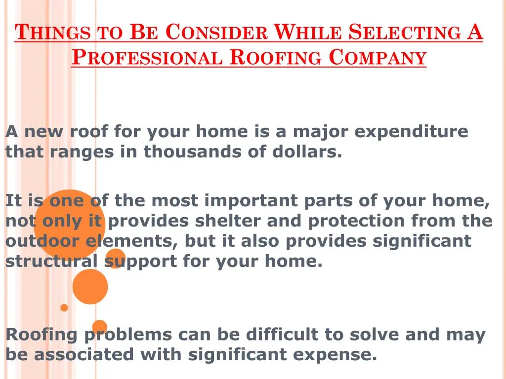 things to be consider while selecting a professional roofing company