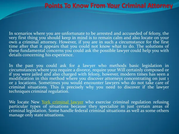 Points To Know From Your Criminal Attorney