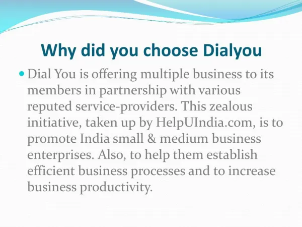 Why did you choose Dialyou