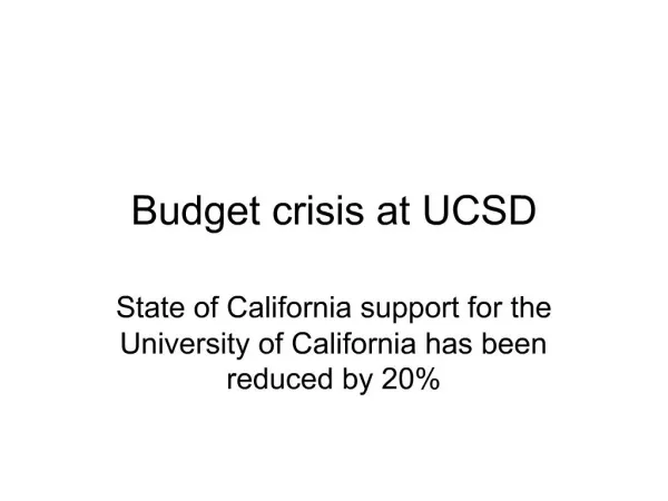 Budget crisis at UCSD