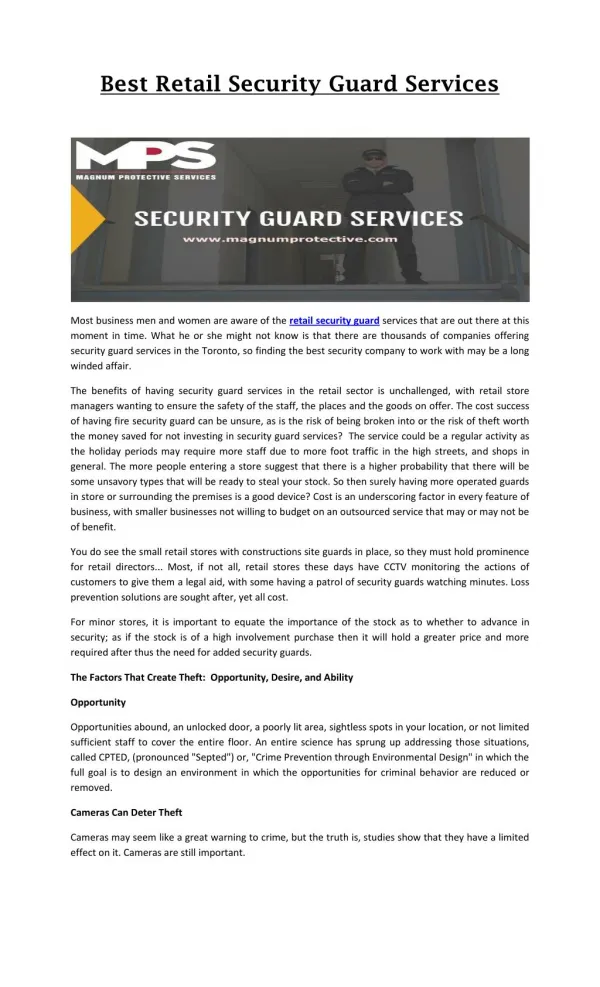Retail Security Guard