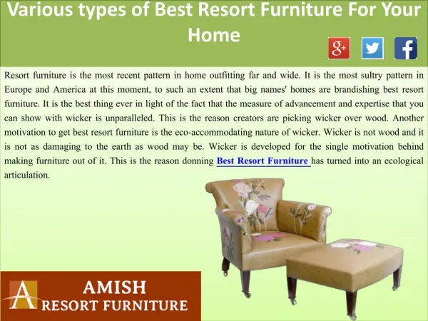 Various types of Best Resort Furniture For Your Home