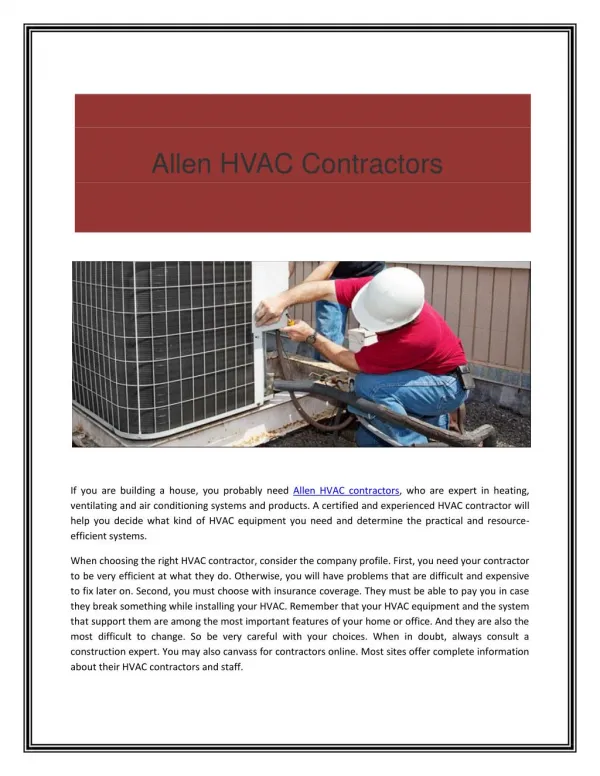 Allen HVAC Contractors