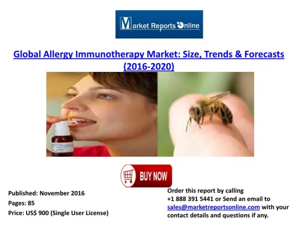 Worldwide Allergy Immunotherapy Market Analysis 2016