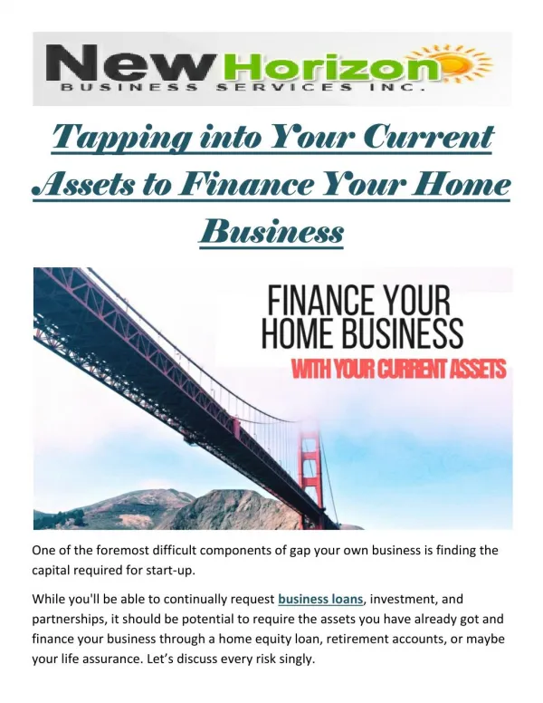 Tapping into Your Current Assets to Finance Your Home Business