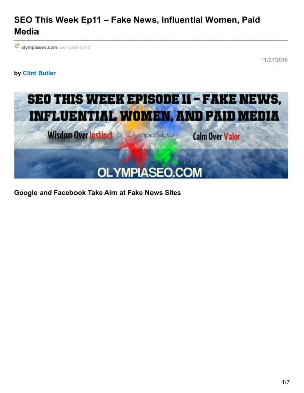 SEO This Week Ep11 – Fake News, Influential Women, Paid Media