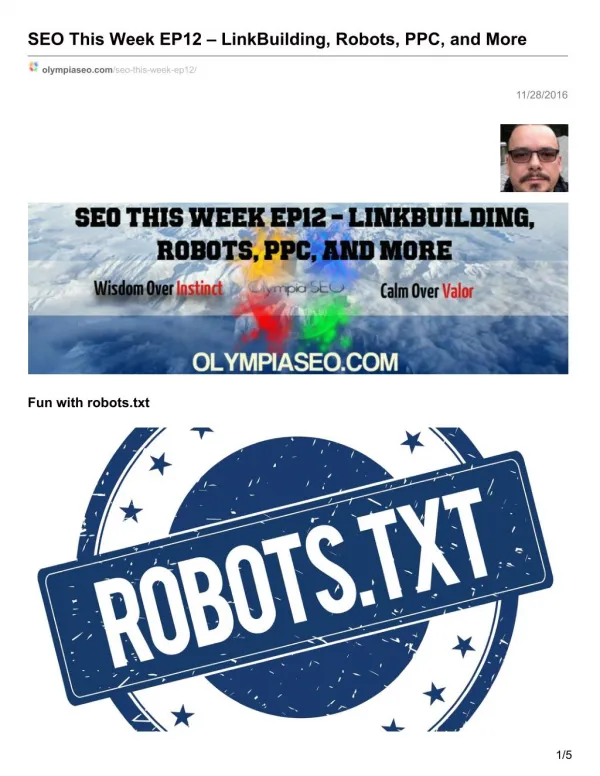 SEO This Week EP12 – LinkBuilding, Robots, PPC, and More