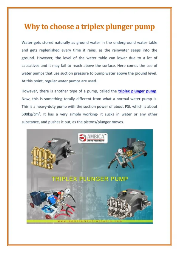 Triplex Plunger Pumps - Easy To Operate With High Adaptability