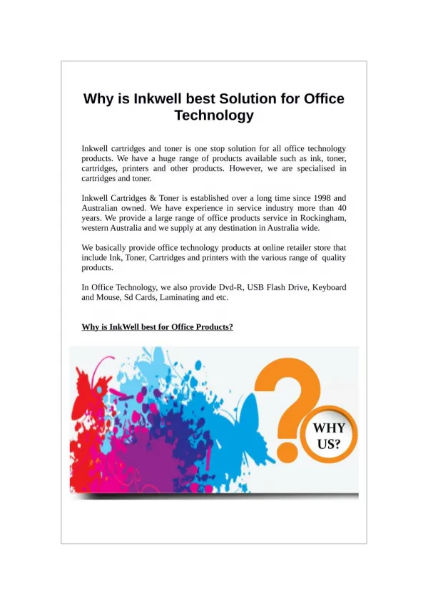 Why is Inkwell best Solution for Office Technology?