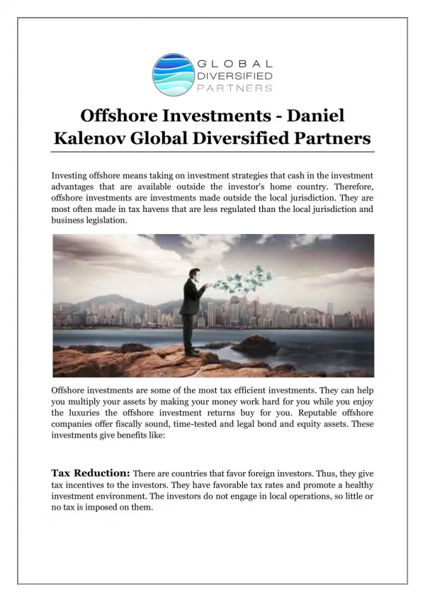 Offshore Investments - Daniel Kalenov Global Diversified Partners