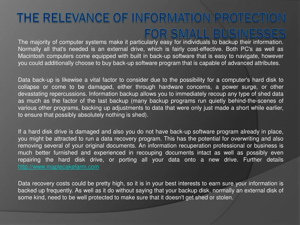the relevance of information protection for small businesses