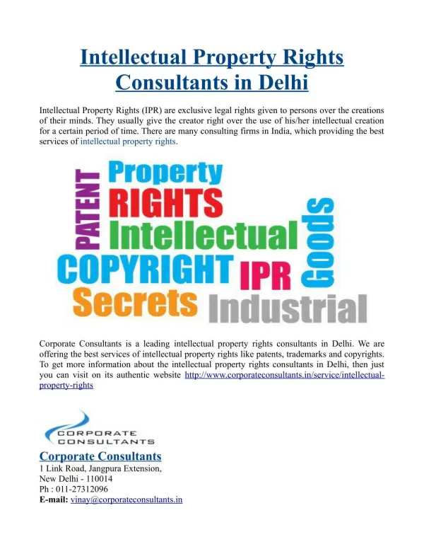 Intellectual Property Rights Consultants in Delhi