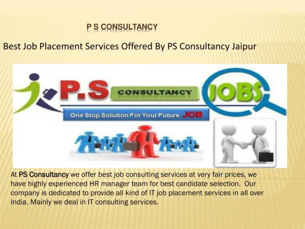 Best Job Placement Services Offered By PS Consultancy Jaipur