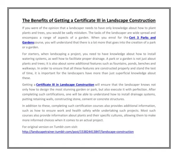 The Benefits of Getting a Certificate III in Landscape Construction