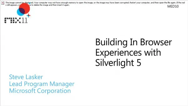 Building In Browser Experiences with Silverlight 5