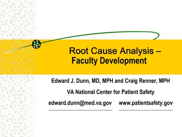 Root Cause Analysis Faculty Development