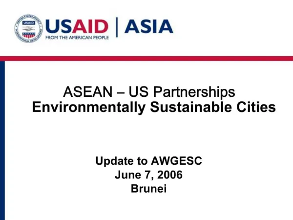 ASEAN US Partnerships Environmentally Sustainable Cities