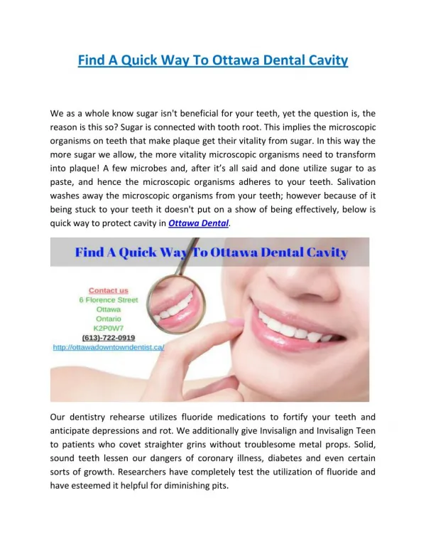 Find A Quick Way to Ottawa Dental Cavity