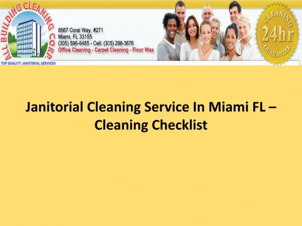 Janitorial Cleaning Service In Miami FL – Cleaning Checklist