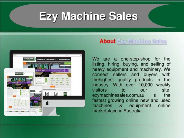 Buy/Sell New & Used Machinery online at EzyMachineSales