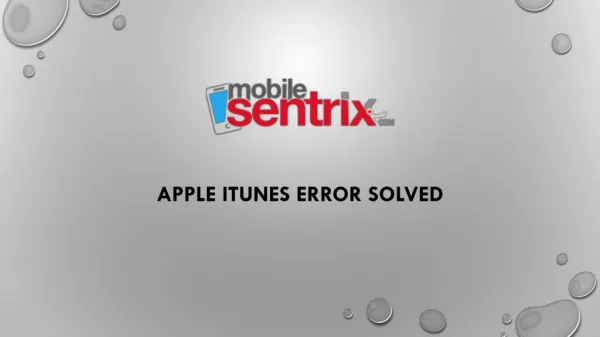 Apple iTunes Error Solved