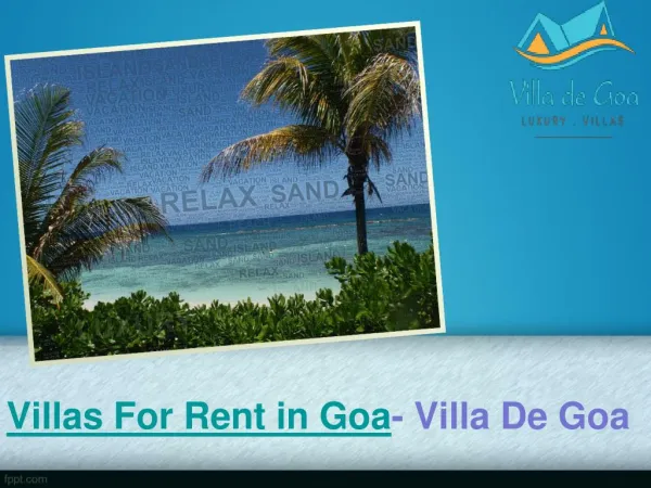 Villas for Rent in Goa - Villa De Goa