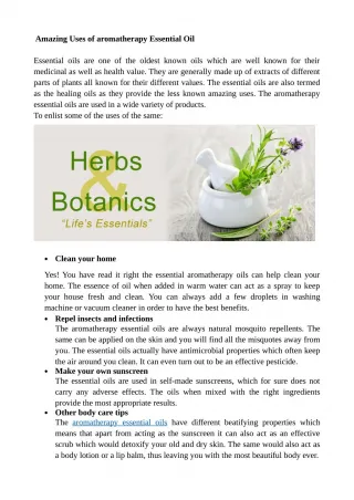 Amazing Uses of Aromatherapy Essential Oil