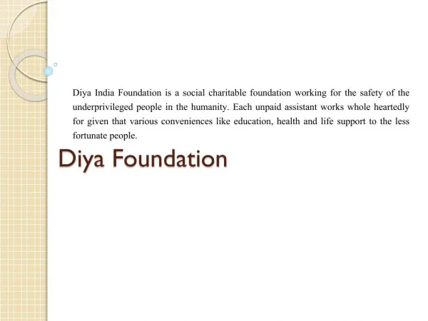 Diya foundation non profit organizations