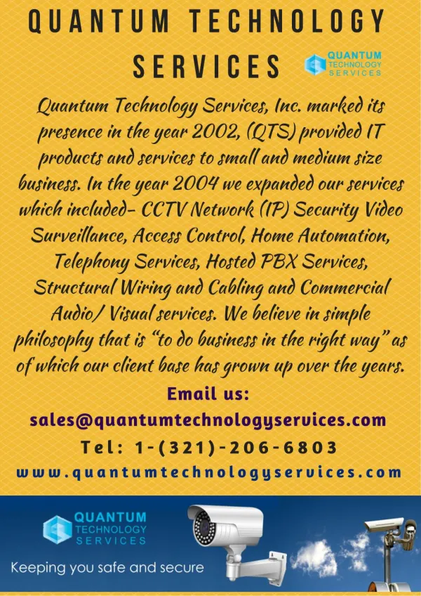 SECURITY CAMERA SERVICE PROVIDER - WWW.QUANTUMTECHNOLOGYSERVICES.COM