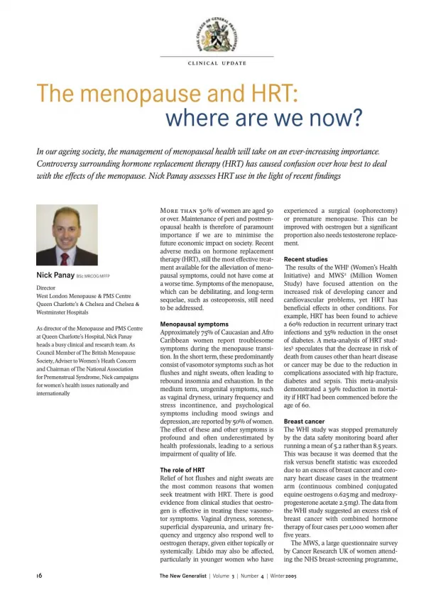 The menopause and HRT: where are we now?
