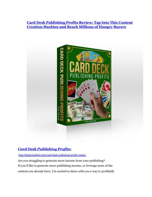 Card Desk Publishing Profits review and MEGA $38,000 Bonus - 80% Discount