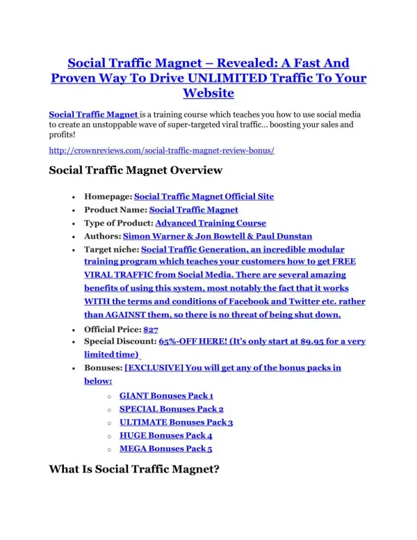 Social Traffic Magnet Review & (BIGGEST) jaw-drop bonuses