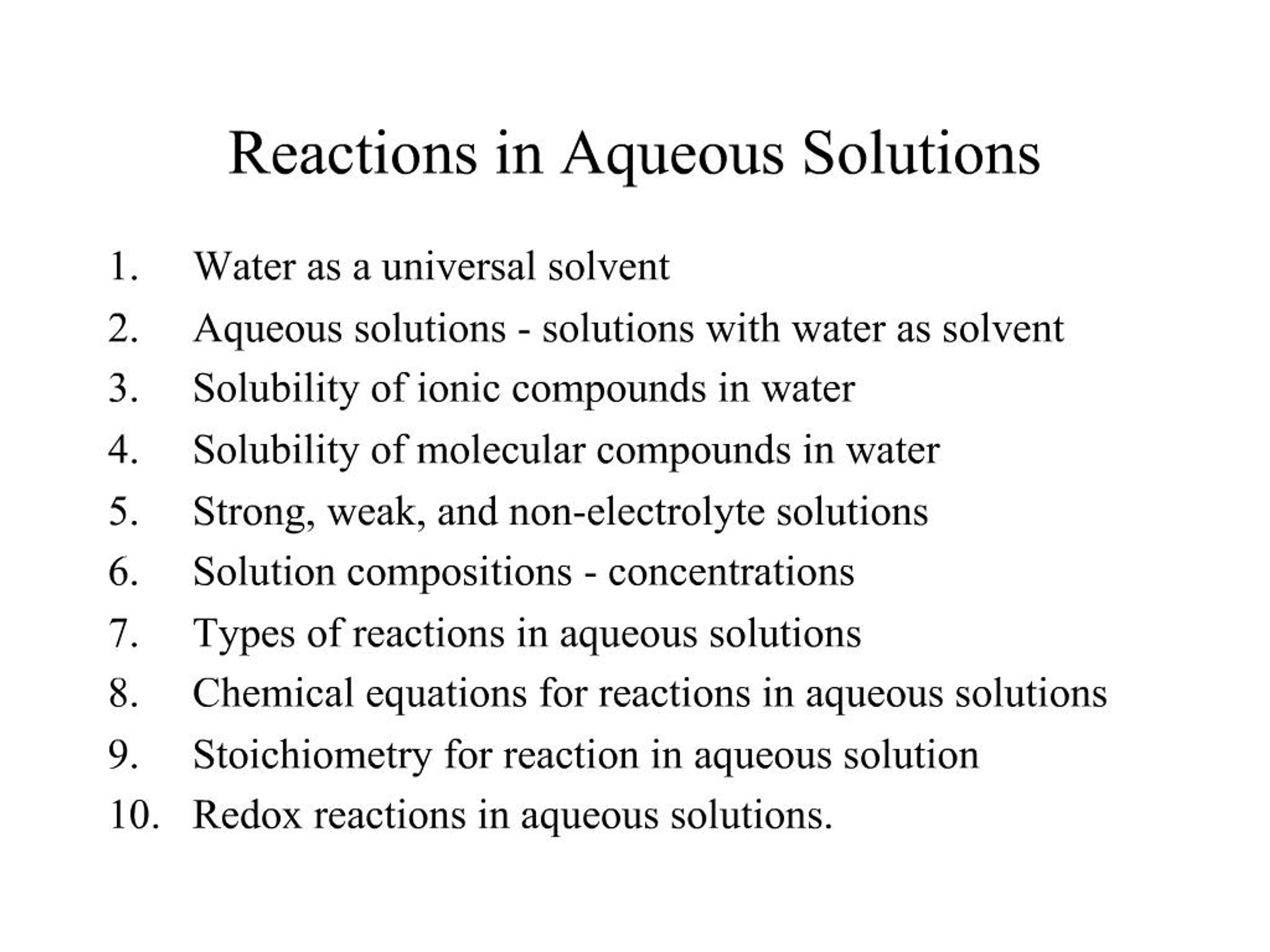 PPT - Reactions in Aqueous Solutions PowerPoint Presentation, free ...