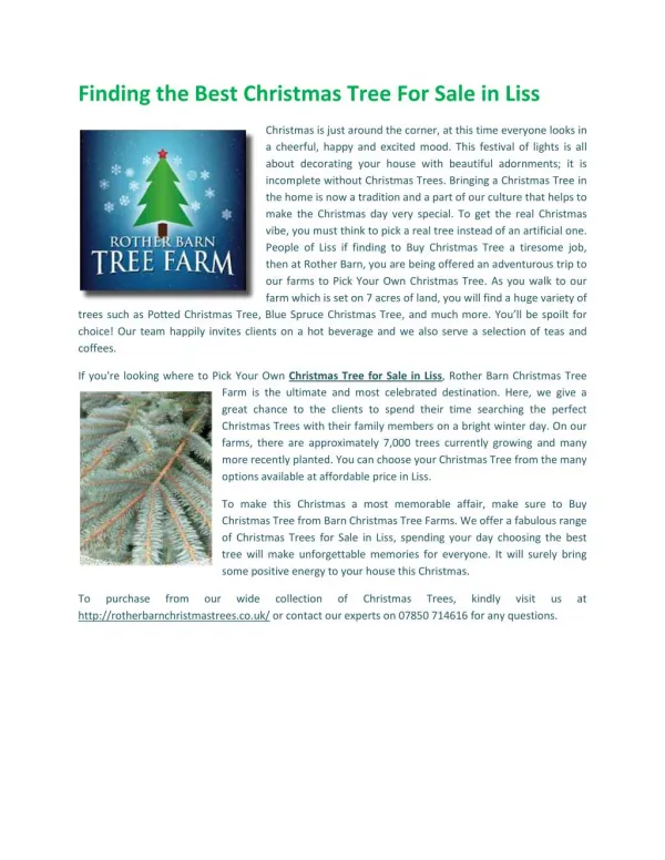 Christmas Trees for Sale in Liss