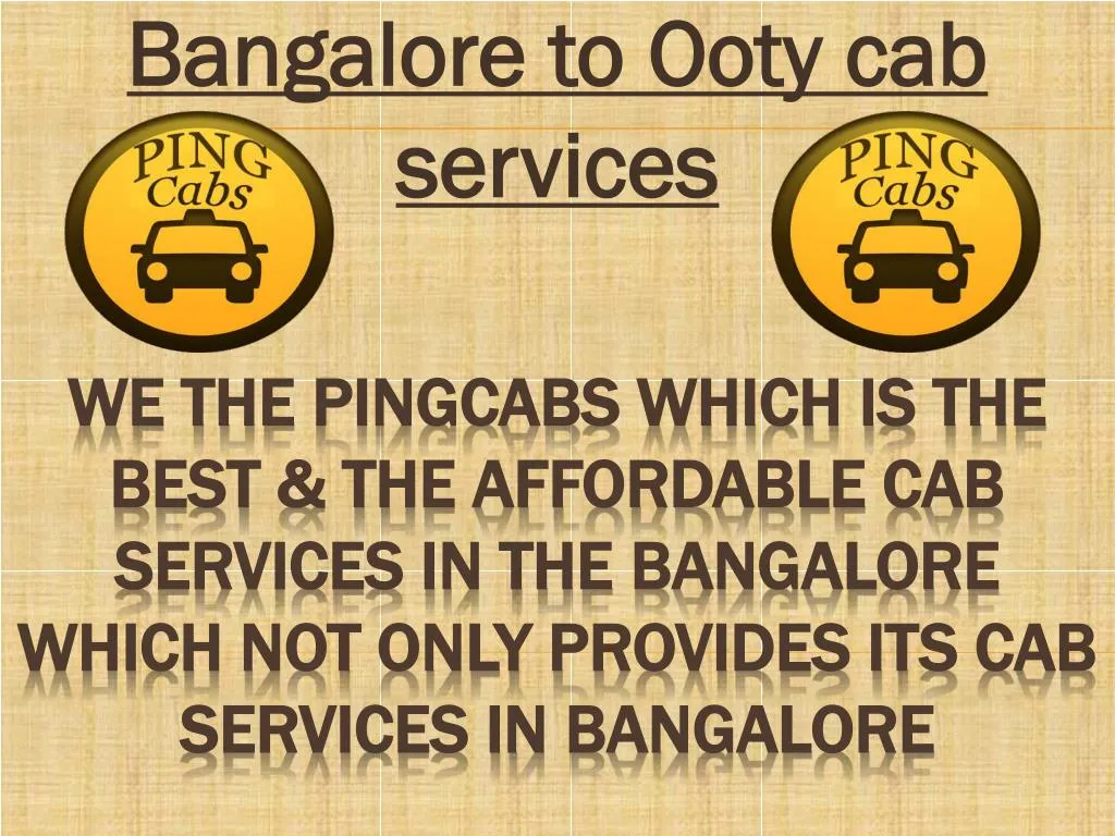 bangalore to ooty cab services