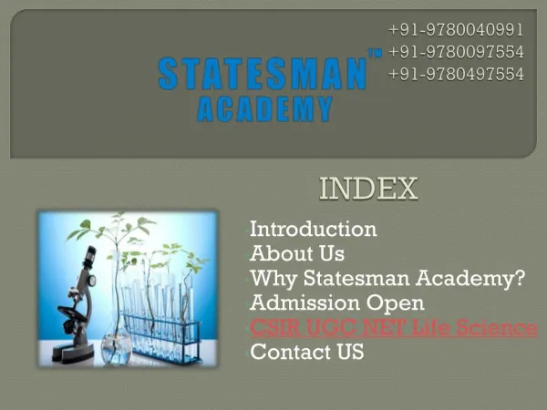Statesman Academy For CSIR Ugc Net Life Science Coaching in Chandigarh
