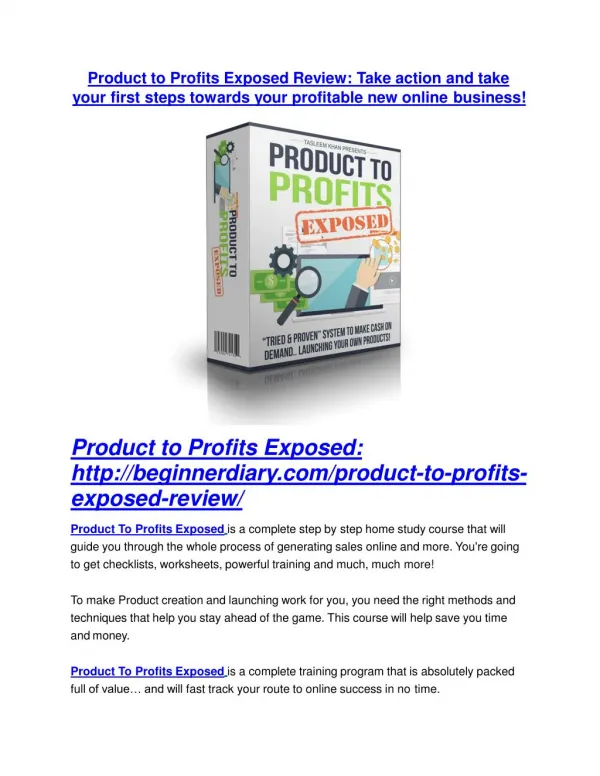 Product to Profits Exposed reviews and bonuses Product to Profits Exposed