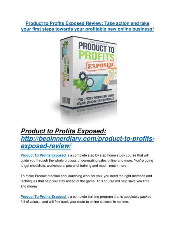 Product to Profits Exposed review and MEGA $38,000 Bonus - 80% Discount