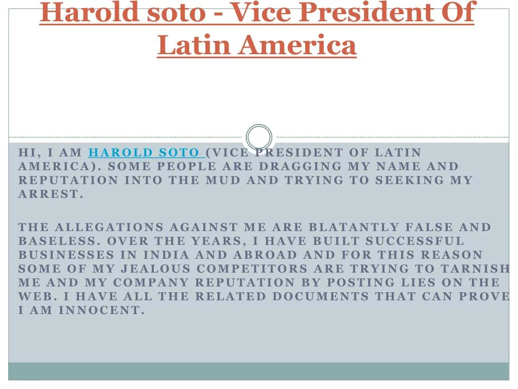 harold soto vice president of latin america