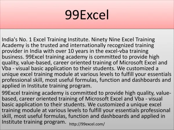 Advanced Excel Classes in Noida | 99Excel