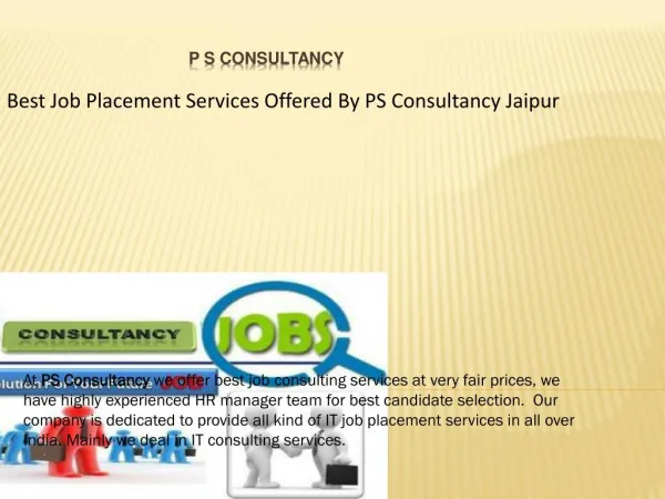Best Job Placement Services Offered By PS Consultancy Jaipur