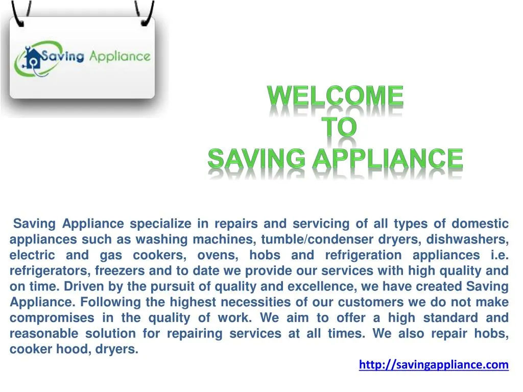welcome to saving appliance