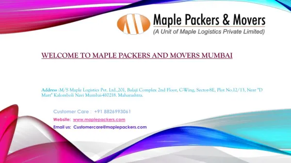 Best Packers and Movers in Mumbai- Maple Packers and Movers Mumbai