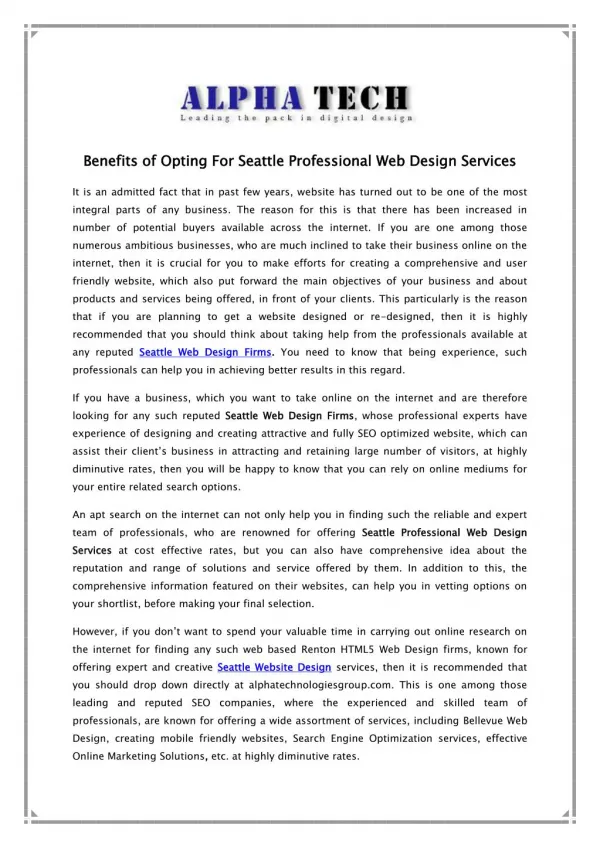 Seattle Professional Web Design Services