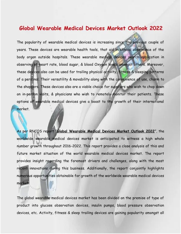 Global wearable Medical Devices Market Outlook 2022