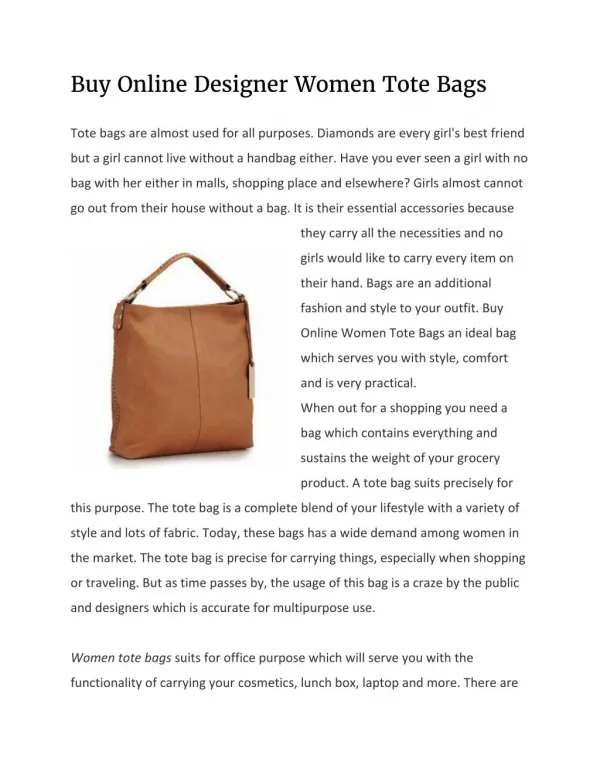 Buy Online Designer Women Tote Bags