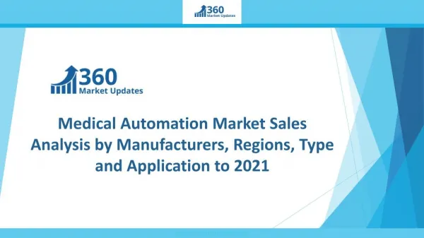 Medical Automation Market Sales Analysis by Manufacturers, Regions, Type and Application to 2021