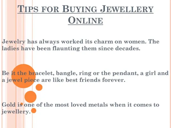 Things To Be Remember While Buying Jewellery Online
