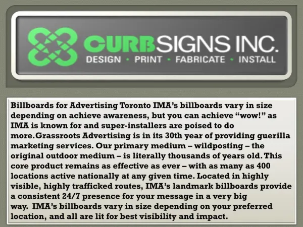 Billboards for Advertising Toronto - Curbsigns